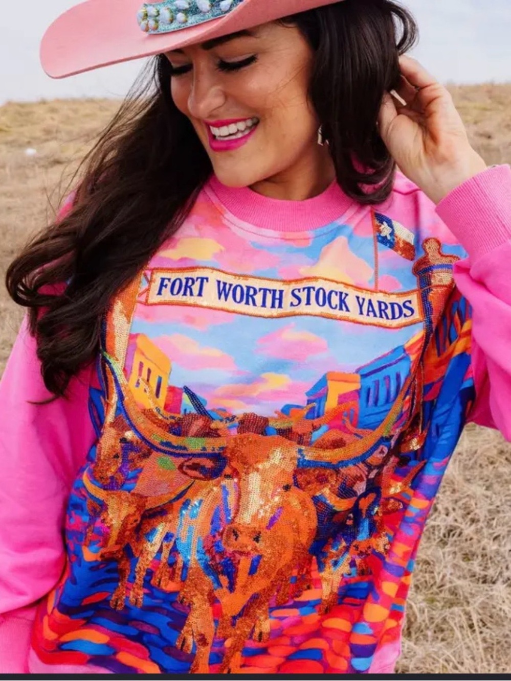 BRIANNA CANNON FORT WORTH STOCKYARD SPARKLE SWEATSHIRT